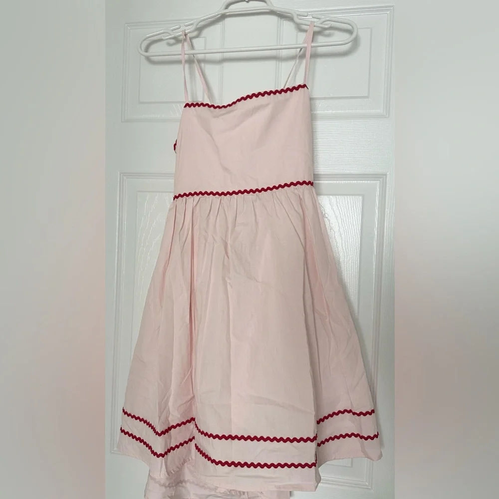 Francesca's Kelly Bow Back Ric Rac Pattern Mini Dress, Large - Picture 3 of 7